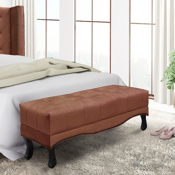 Calçadeira Recamier Queen Veludo Cobre Vicenza  Cobre