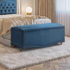 Calçadeira Sapateira Baú Holanda 140 Cm Casal Veludo Azul