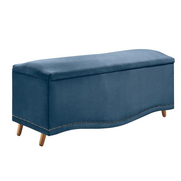 Calçadeira Sapateira Baú Holanda 140 Cm Casal Veludo Azul