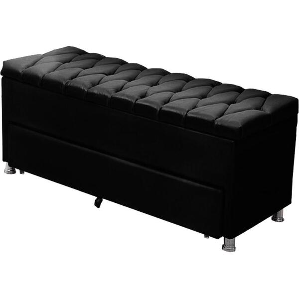 Calçadeira Sapateira Baú Munique 160cm Queen Corano Preto