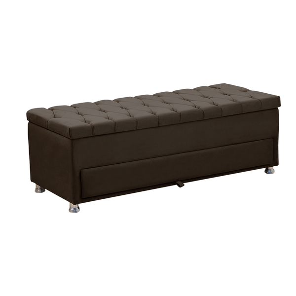 Calçadeira Sapateira Baú Munique 1.40 Veludo Marrom