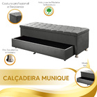 Calçadeira Sapateira Baú Munique 1.60 Veludo Chumbo