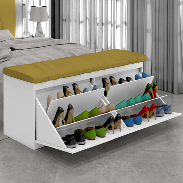 Calçadeira Sapateria New Mille 140 Cm Branco Suede Amarelo