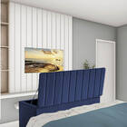 Caldadeira Baú Recamier Solteiro 100cm Carla Suede Azul Marin