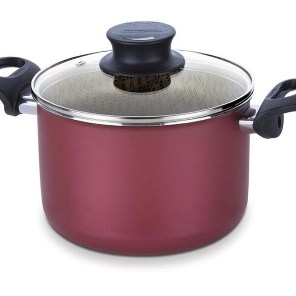 Caldeirao 20cm 4 5l Paris Vermelho Aluminio Com Revestimento