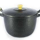 Caldeirão Alumínio Fundido Craqueado Alça De Madeira Preto 18