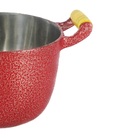Caldeirão Alumínio Fundido Craqueado Alça De Madeira Vermelho