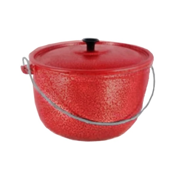 Caldeirão Alumínio Fundido Craqueado Alça Galvanizada Vermelh