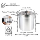 Caldeirão De Alumínio Polido Com Aba Hotel Restaurante 16l