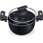 Caldeirão Reto Black Com Tampa De Vidro 24cm - Fortaleza