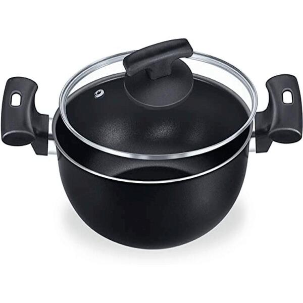 Caldeirão Reto Black Com Tampa De Vidro 24cm - Fortaleza