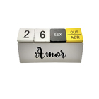 Calendário De Madeira Decorativo Personalizado Amor Amarelo