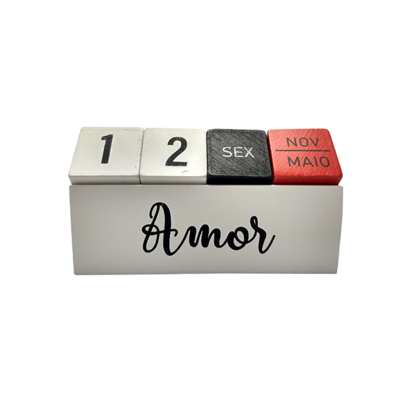 Calendário De Madeira Decorativo Personalizado Amor Vermelho