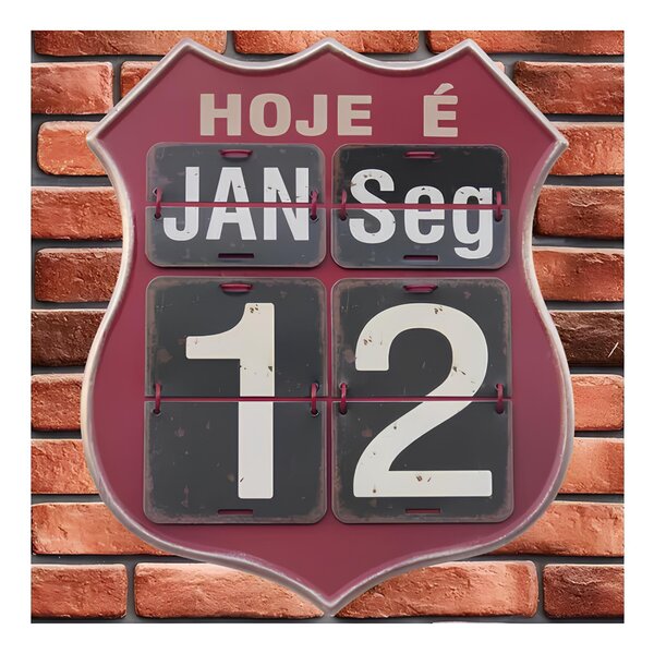 Calendário Decorativo De Parede Vintage Retrô Flip 40cm