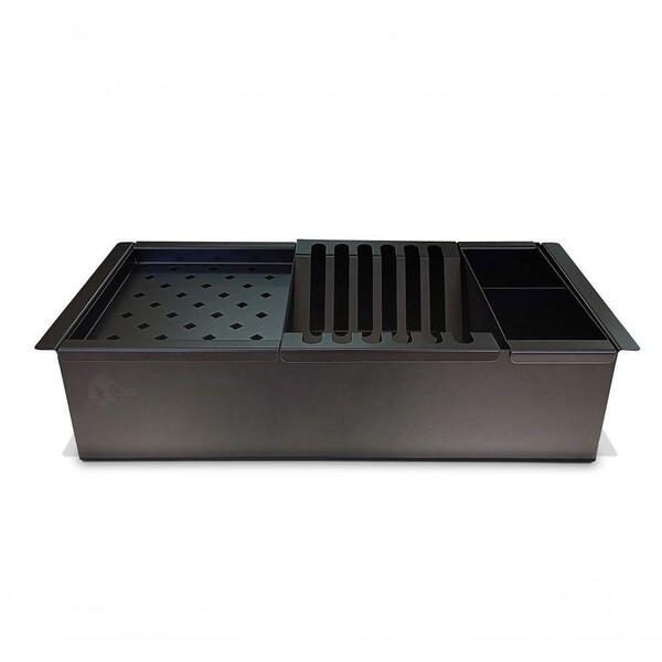 Calha Canal Equipado Preto Escorredor Louça Inox Embutido Pia