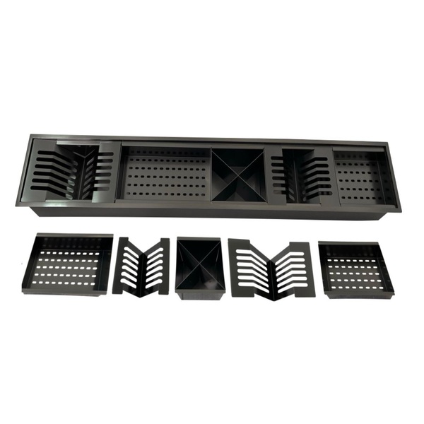 Calha Canal Organizador Escorredor Embutir Úmida 120cm Preta