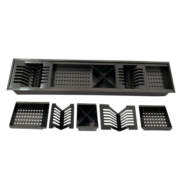 Calha Canal Organizador Escorredor Embutir Úmida 120cm Preta