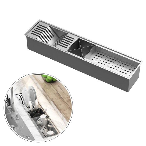 Calha Canal Organizador Escorredor Gourmet Inox 78cm Goldenx