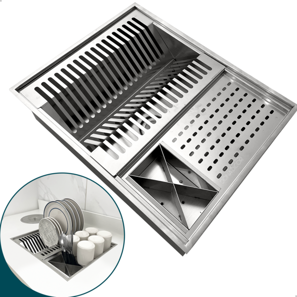 Calha Escorredor De Louças 50x40cm Canal Organizador Embutido