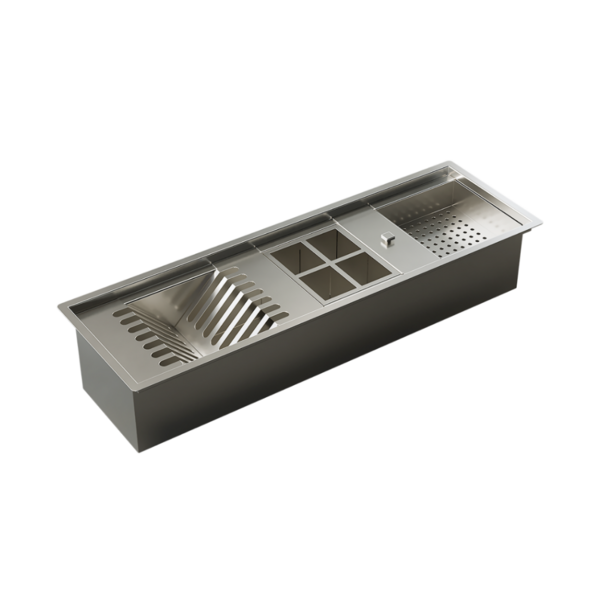Calha Inox 70cm Para Pratos Talheres Copos Esponja - LudRio