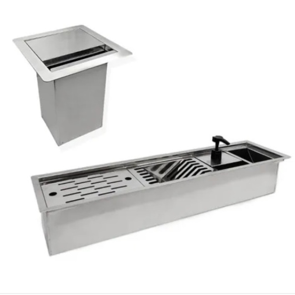 Calha Úmida 70cm + Lixeira 4l De Embutir