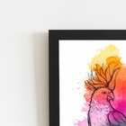 Calopsita Aquarela Pássaro Ave Quadro Moldura Preta 60x40cm