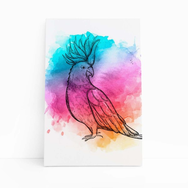 Calopsita Passarinho Aquarela Arte Quadro Canvas 100x70cm