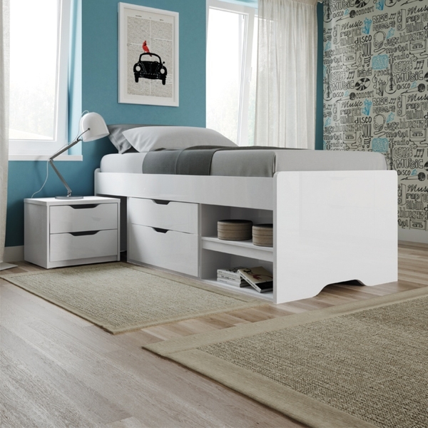 Cama 2 Gavetas E Mesa De Cabeceira Falk Branco