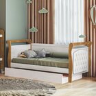 Cama Allegra 100% Mdf Capitonê Com Auxiliar Courino Branco/br