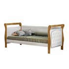 Cama Allegra 100% Mdf Capitonê Com Auxiliar Courino Branco/br