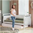 Cama Allegra Capitonê Com Auxiliar Tigus Baby Courino Branco