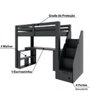 Cama Alta Beliche Infantil/juvenil Star Plus Office Multifunc