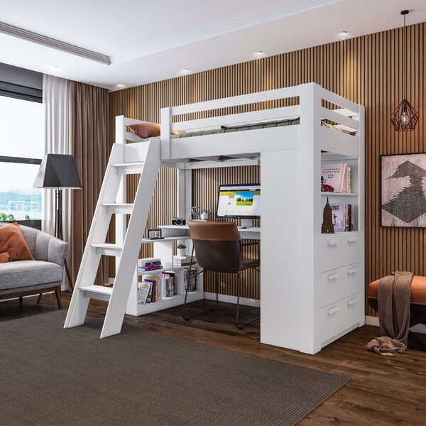 Cama Alta Beliche Office Adulto Multifuncional Com 6 Gavetas