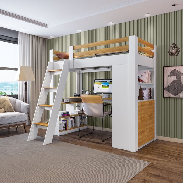 Cama Alta Beliche Office Adulto Multifuncional Com 6 Gavetas