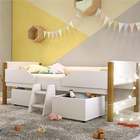 Cama Alta Circus Com Caixas Brinquedos Cordão Led E Colchão