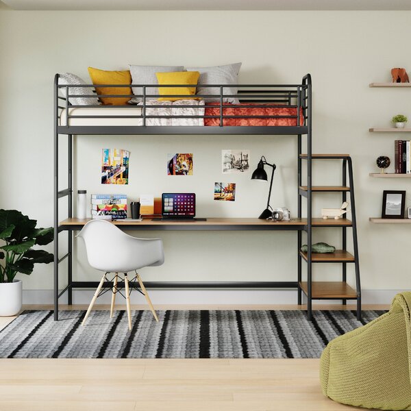 Cama Alta Com Escrivaninha Multifuncional Em Aço Carbono Tubu