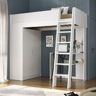 Cama Alta Com Guarda Roupa Martin Branco