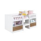 Cama Alta Infantil Branco E Mel Com Portas Prateleiras Mdp I