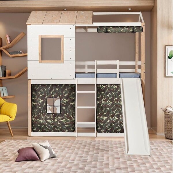 Cama Alta Infantil Club House Com Escorregador E Tenda Casate