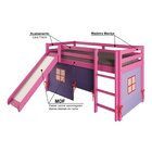 Cama Alta Infantil Com Escorregador E Tenda Em Madeira Maciça