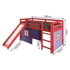 Cama Alta Infantil Com Escorregador E Tenda Em Madeira Maciça