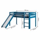 Cama Alta Infantil Com Escorregador Em Madeira Maciça/mdf Azul