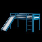 Cama Alta Infantil Com Escorregador Em Madeira Maciça/mdf Azul