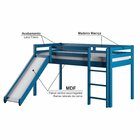 Cama Alta Infantil Com Escorregador Em Madeira Maciça/mdf Azul