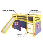 Cama Alta Kids Com Escorregador E Cabaninha Azul - Amarelo