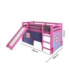 Cama Alta Kids Com Escorregador E Cabaninha Azul - Rosa