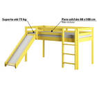 Cama Alta Kids Com Escorregador Em Madeira Maciça - Amarelo