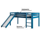 Cama Alta Kids Com Escorregador Em Madeira Maciça - Azul