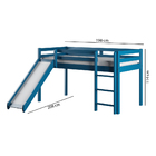 Cama Alta Kids Com Escorregador Em Madeira Maciça - Azul