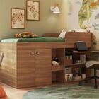 Cama Alta Multifuncional C/ Escrivaninha 90 Monterey Nogal